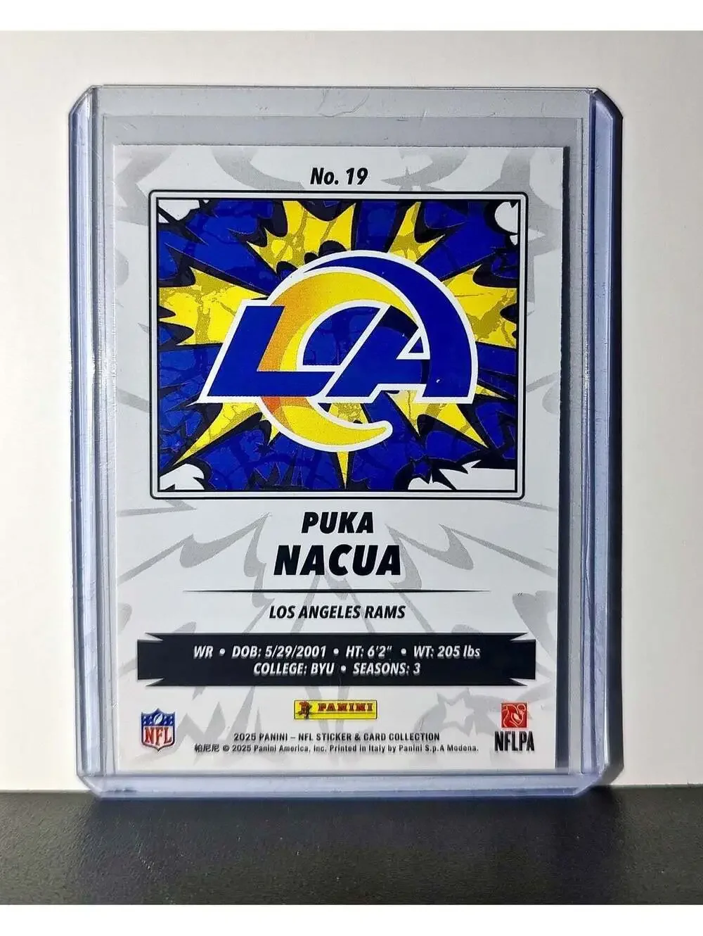 Puka Nacua 2025 Panini NFL #19 Foil Sticker Card Los Angeles Rams